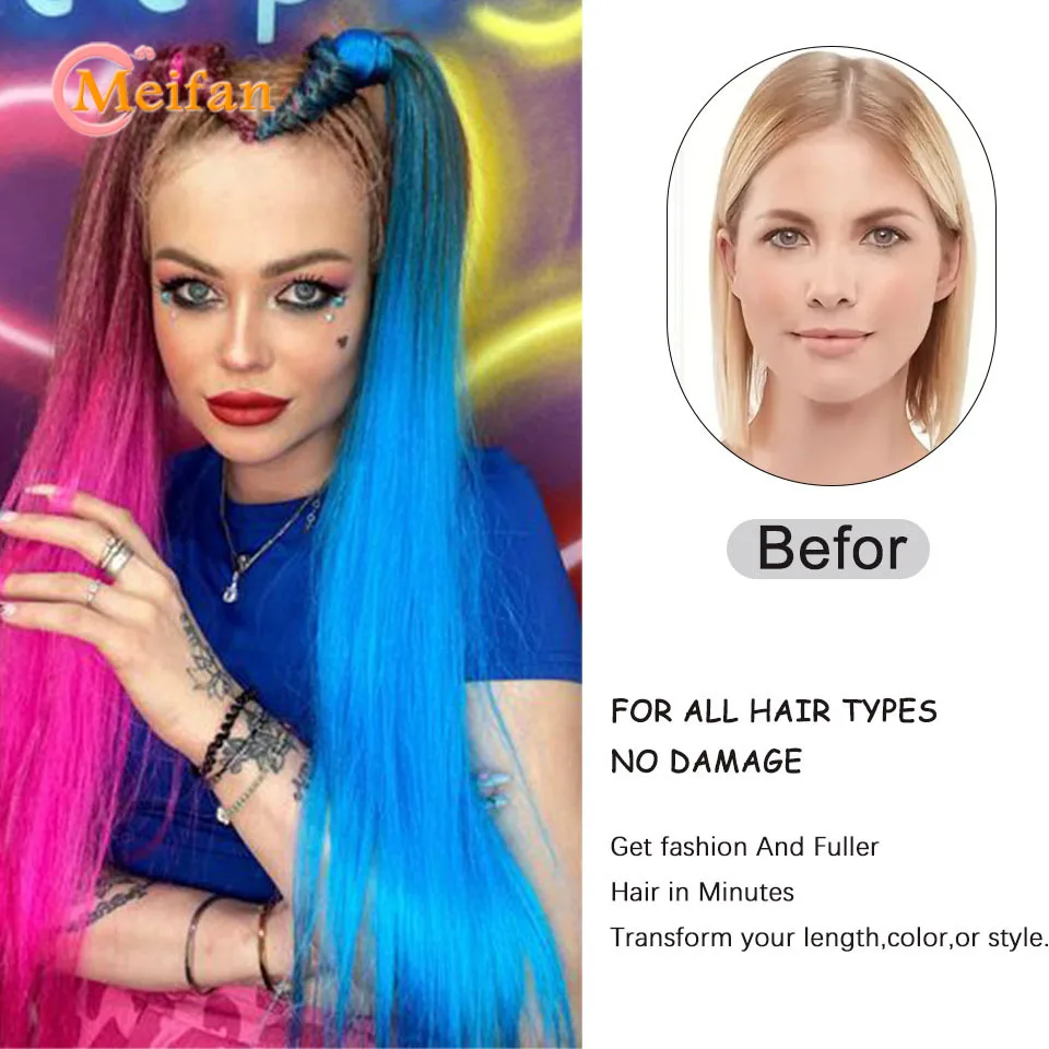 MEIFAN синтетический цветной Плетеный удлинитель конского хвоста желтые светлые