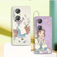 disney belle princess girl phone case for honor x20 10x x10 60 50 se 30 30s 20 9c 9x 9s 8a lite pro 5g liquid rope tpu cover