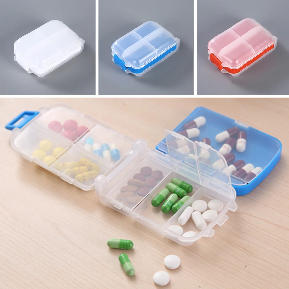 

Pill Box 8 grids Organizer Container Wheat Sealed Family Health Care Drug Travel Divider Weekly tablet Holder Pill Medicine Case