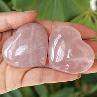 2pc top natural pretty pink rose quartz crystal polished heart stone healing