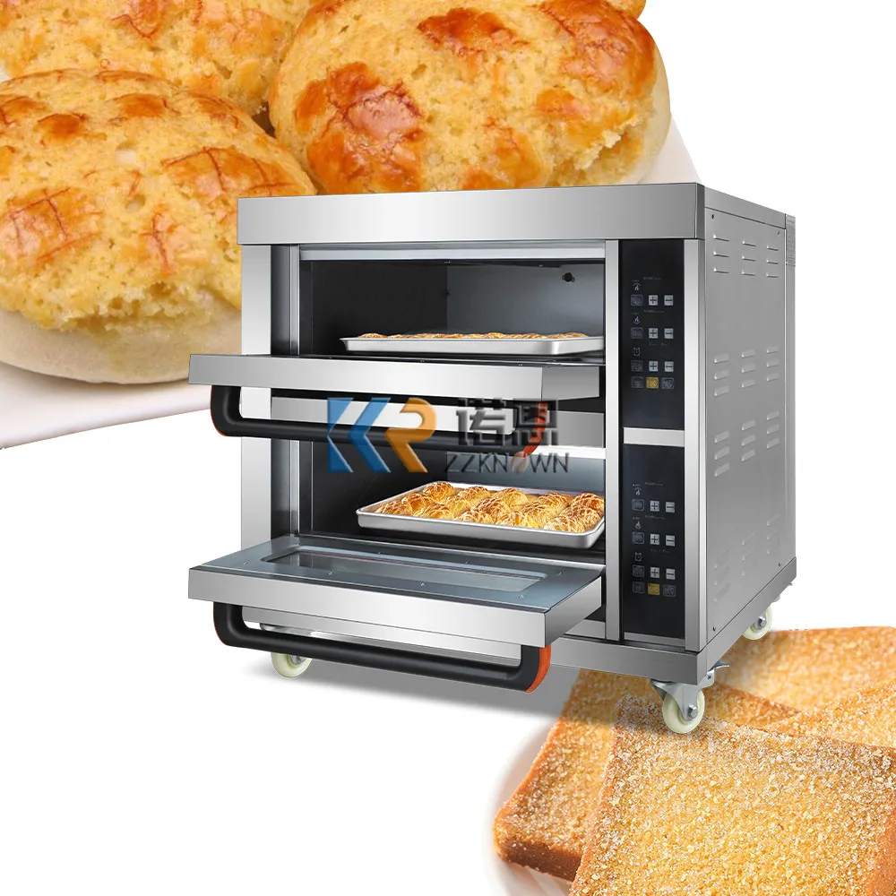 

Oven Bakery Electric High Quality Commercial Industrial Pizza Oven 2 Deck 2 Trays Machine Toaster With Timer Bread Maker