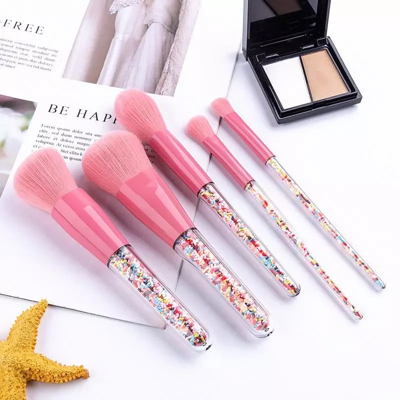 

NEW2023 5Pcs/Set Candy Transparent Handle Makeup Brushes Kit Eye Shadow Foundation Blush Powder Cosmetics Make Up Brush Tool