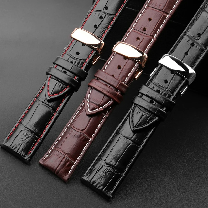 Фото Мужской ремешок для Tissot 1853 T41 Tudor Casio Mido IWC Бизнес-цепочка для часов из натуральной кожи Ремешок для часов 19 мм 20 мм 21 мм 22 мм 23 мм 24 №5
