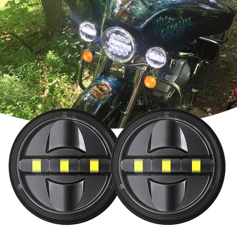

4.5 Inch Motorcycle LED Headlights LED Fog Lights Auxiliary Lights For Road King FLHR 2005-2016
