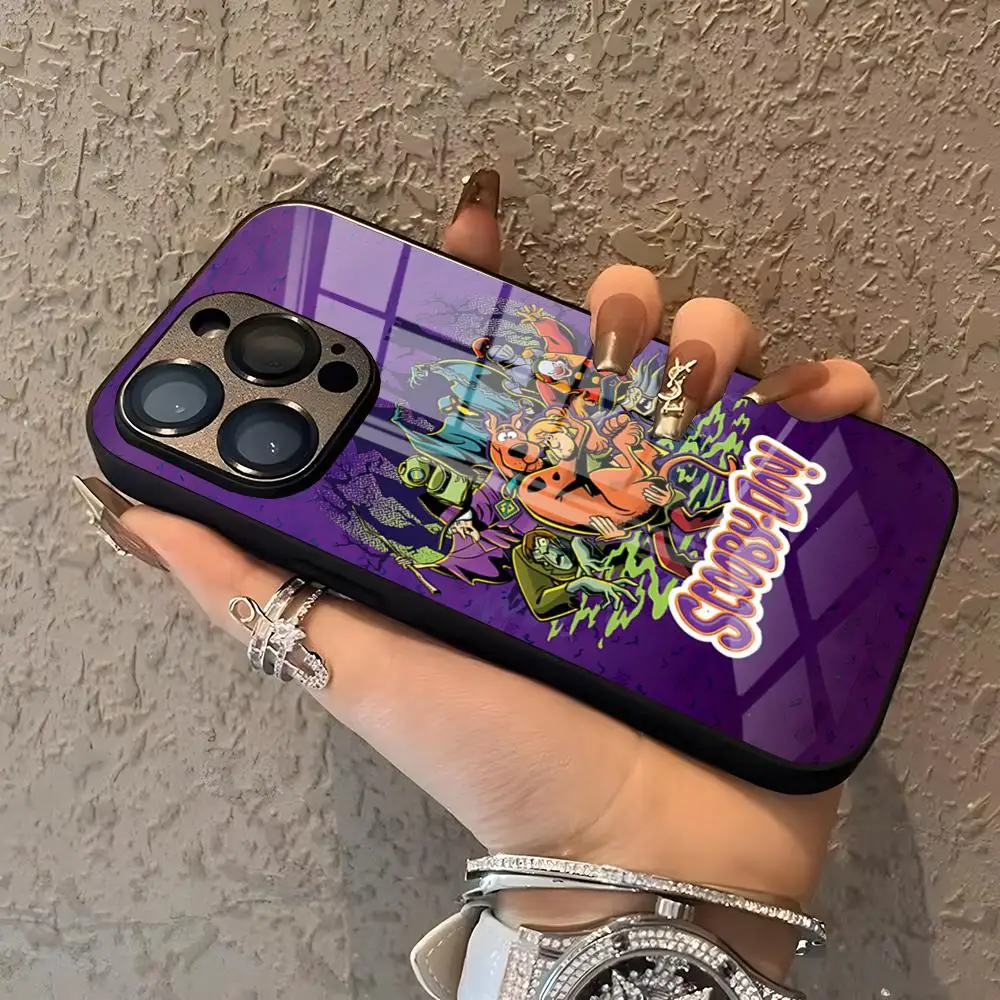 Чехол для телефона MINISO-Scoobys Cartoon Cute-Dooo IPhone 15 Pro 16 14 13 12 11 Mini X XS XR Max стеклянный дизайн