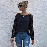 black lace hollow out t shirts women fashion spring autumn long sleeve tops 2021 indie street aesthetic clothes cottagecore tees