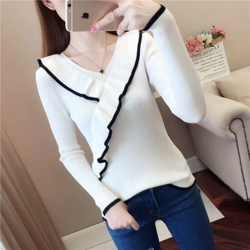 

2023 Autumn Winter New Korean Edition Pullover Long Sleeve Knit Shirt Wearing Fashionable and Versatile Comfortable Top