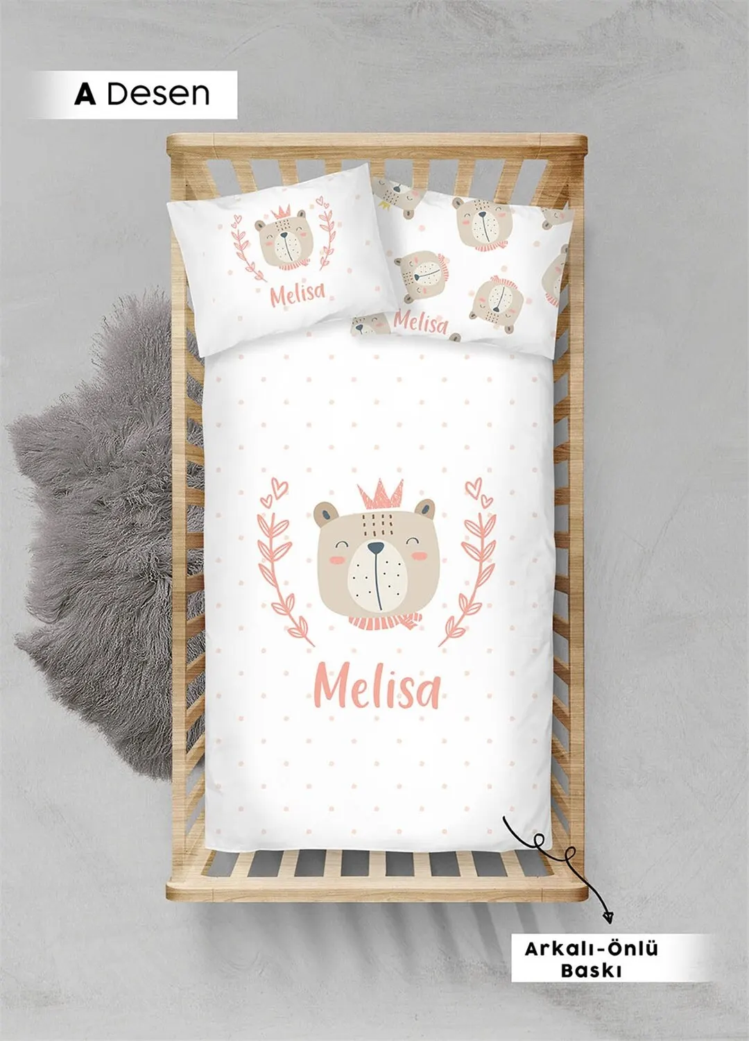 

Personalized Baby Bedding Set Soft Cotton Crib Custom Made Pillow Cover 3-Pcs