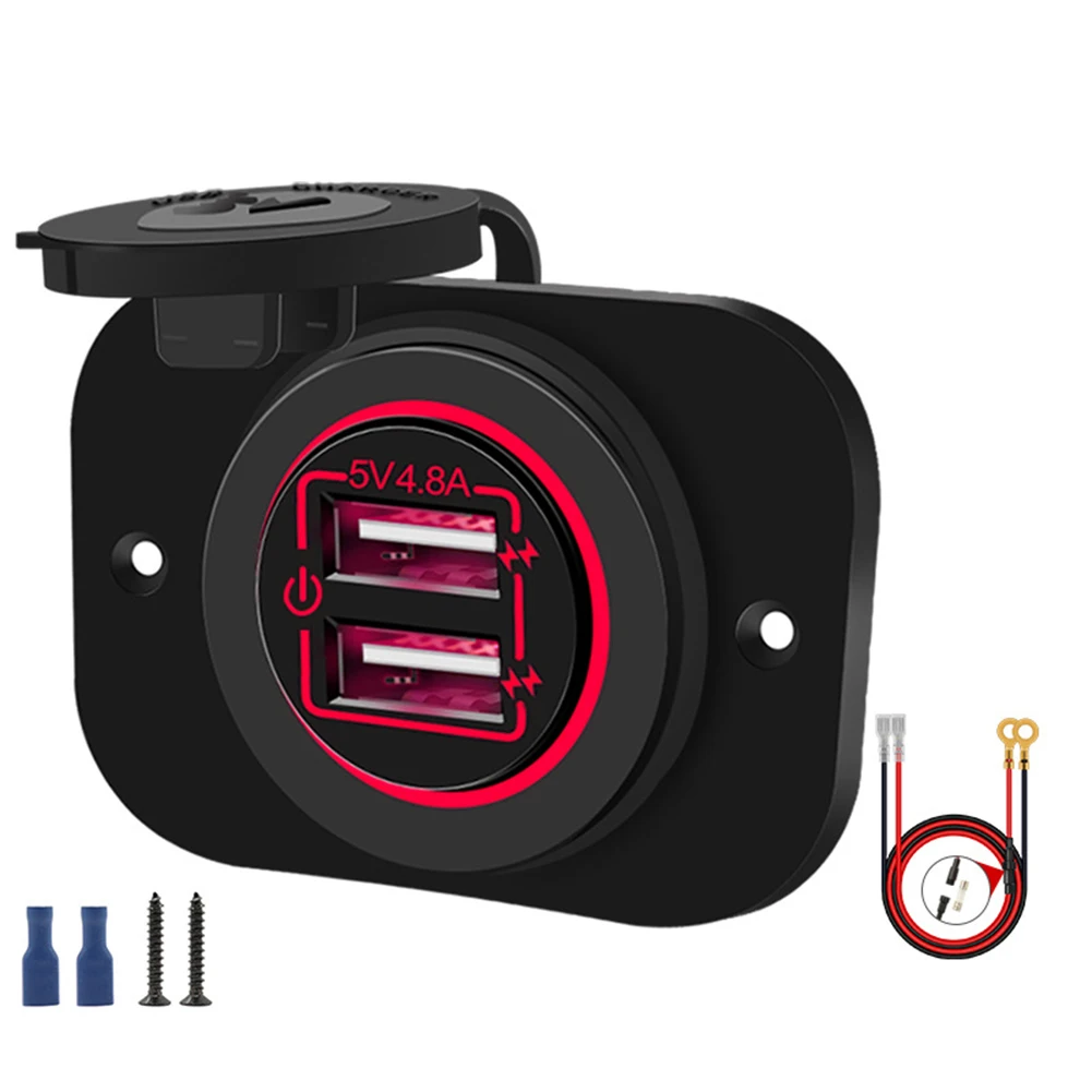 

Marine Waterproof 12V 10A Dual 5V/4.8A USB Car Charger Power Outlet On/Off For Most DC 12-24V Cars Motorcycles ATVs UTVs Boat