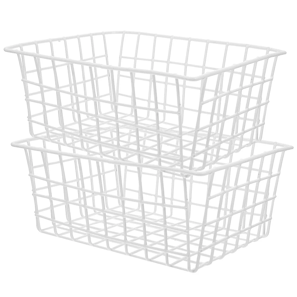 

2 Pcs Freezer Storage Basket Wire Storage Baskets Vegetable Basket Wire Basket Freezer Storage Bins Iron Fridge Organizer Bins