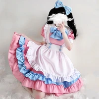 pink women maid outfit anime long dress black and white apron dress lolita dresses men cafe costume cosplay costume