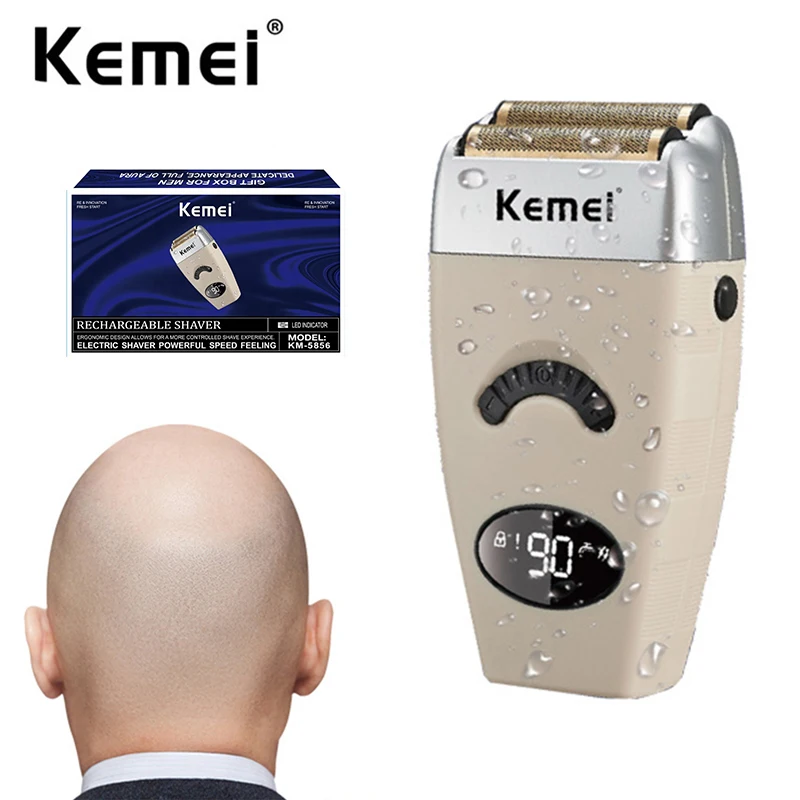 Men 0mm Close Bald Head Professional Barber Finish Machine Beard Cordless Trimmer 5856