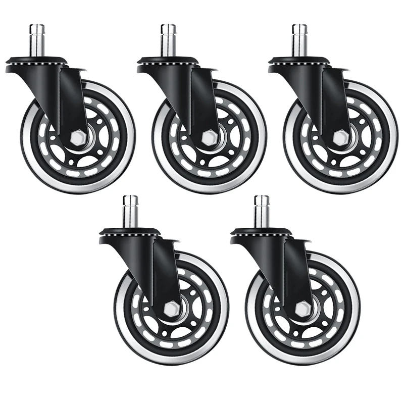 

HOT-5Pcs Office Chair Caster Wheels Replacement 2.5 Inch Office Chair Wheels Soft Rubber Wheel Furniture Hardware(11X22)