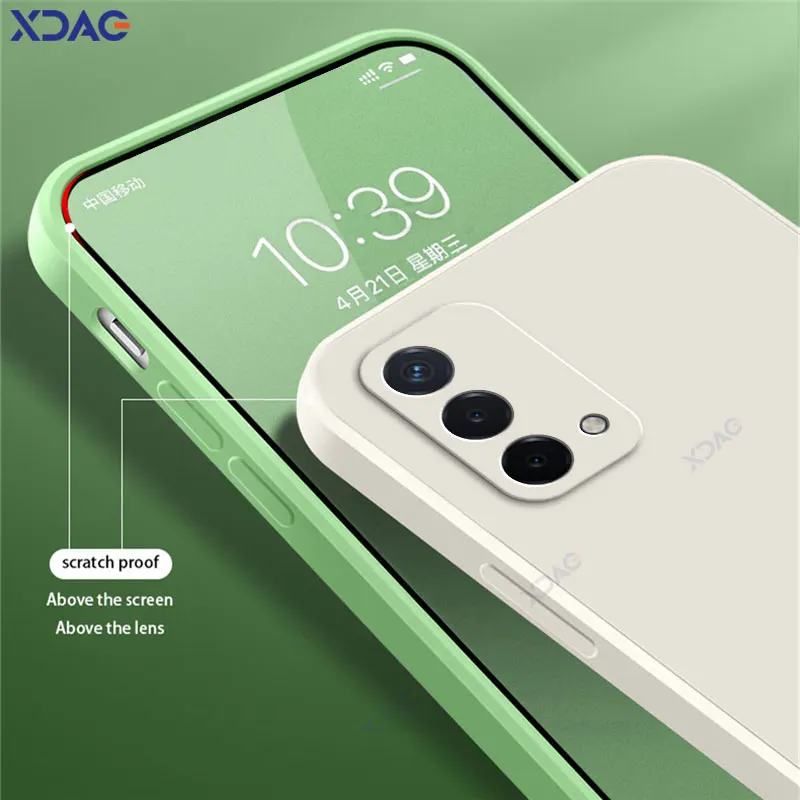 Официальный квадратный жидкий силиконовый чехол для OPPO A93 A74 Фотокамера защитный
