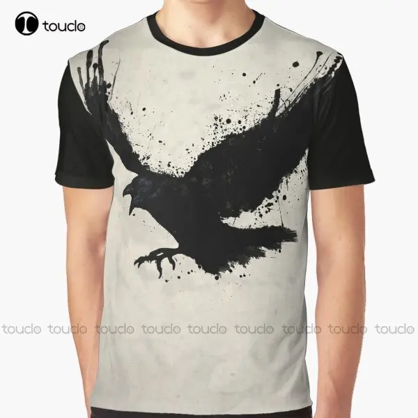 

Raven Graphic Bird Sketch Spatter Drips Animal T-Shirt Graphic Tees Vintage Digital Printing Tee Shirts Christmas Gift Xxs-5Xl