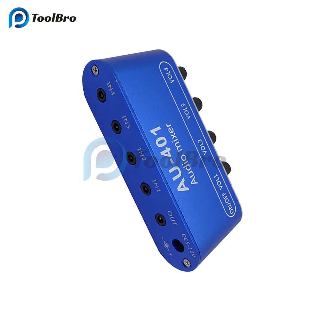 AU-401 DC 5 В-12 В стерео аудиомикшер 4 входа 1 выход плата индивидуального управления