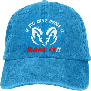 Imported If You Can`T Dodge It Ram It Unisex Denim Baseball Cap Retro Washed Adjustable Dad Hats