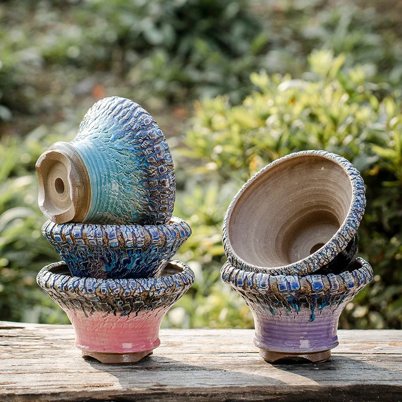 

Ceramic Succulent Planting Flowerpot Nordic Home Decoration Vase Flow Glaze Big Burst Rough Pottery Large Vase
