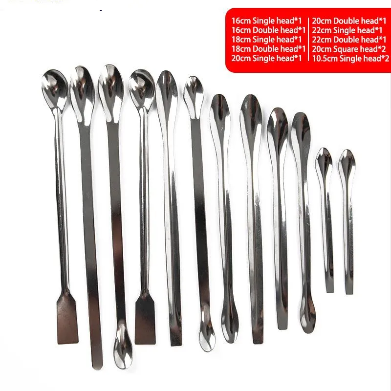 

QLAB Hot Sale 12PCS Stainless Steel Laboratory Sampling Spoon Mixing Micro Spatula Scoop