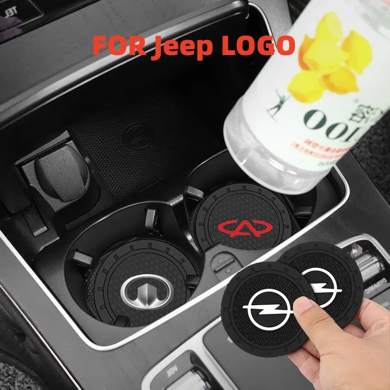 

1pcs Car Anti-slip Pad Cup Holder Mat Badge Pad Bottle for Jeep Grand Cherokee Xj Wk2 Wj Wrangler Jl Compass Commander Car Decor