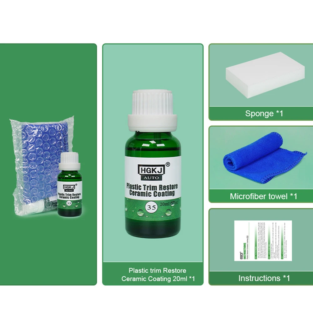 

10/20/50ML HGKJ Car Plastic Part Polish Restoration Repair Renovator Set Plastic Trim Long-lasting Hydrophobic Coating Agent