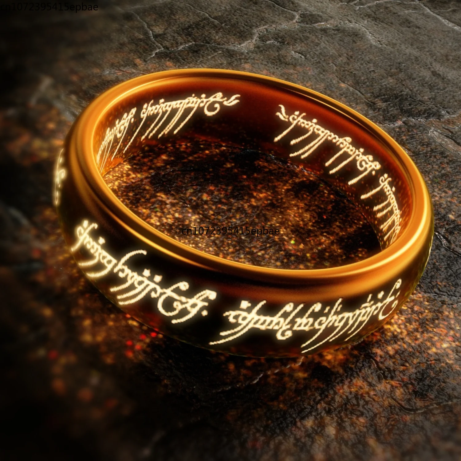 

Lord of The Finger Rings Movie with The Same Inside and Outside 3D Engraving Spanish Sanskrit Ring Stainless Steel Exquisite