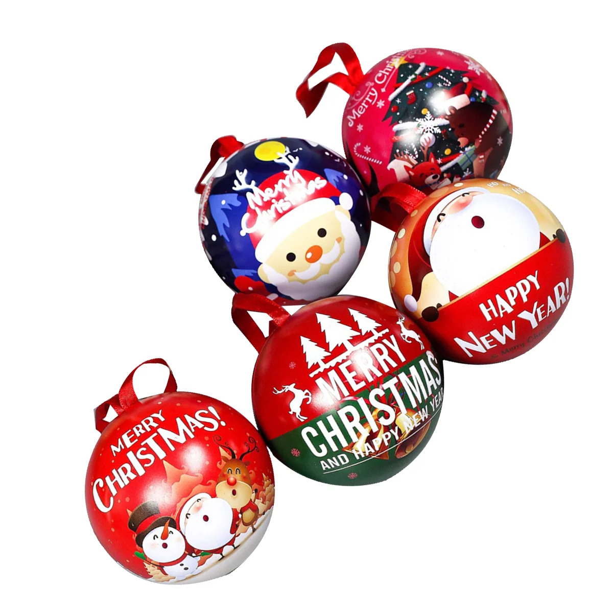 

5pcs Iron Storage Boxes Fillable Ornaments Xmas Baubles Christmas Tinplate Box Tinplate Box Xmas Xmas Candy Jar