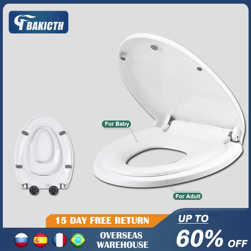 

Bakicth Toilet Seat with Built in Potty Training Seat Thicken Magnetic Kids Seat and Cover Slow Close Fits both Adult and Child