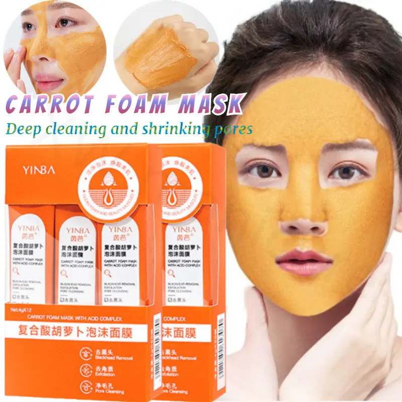 

Compound Acid Carrot Foam Mask To Remove Blackheads, Deeply Clean and Shrink Pores, Control Oil and Fade Spots Moisturizing
