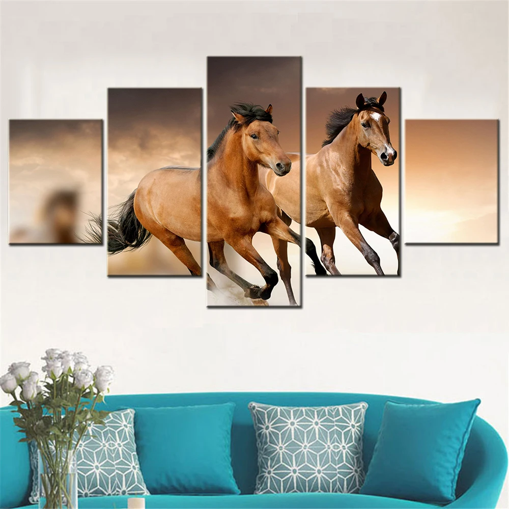 

Running Horses Canvas Wall Art Pictures Modular Animal Paintings for Room Decor Bedroom Wall Painting Modern Home Decoration
