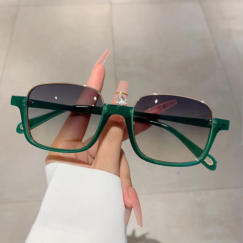 

KAMMPT винтажные Квадратные Солнцезащитные очки женские Стильные корейские полуметаллические градиентные очки 2023 новые модные брендовые дизайнерские очки UV400