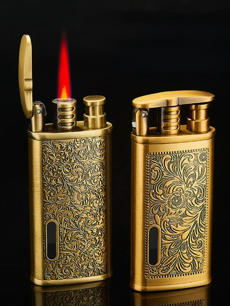 The new red flame lighter is directed at the windproof gas lighter Creative igniter smoking accessories gift