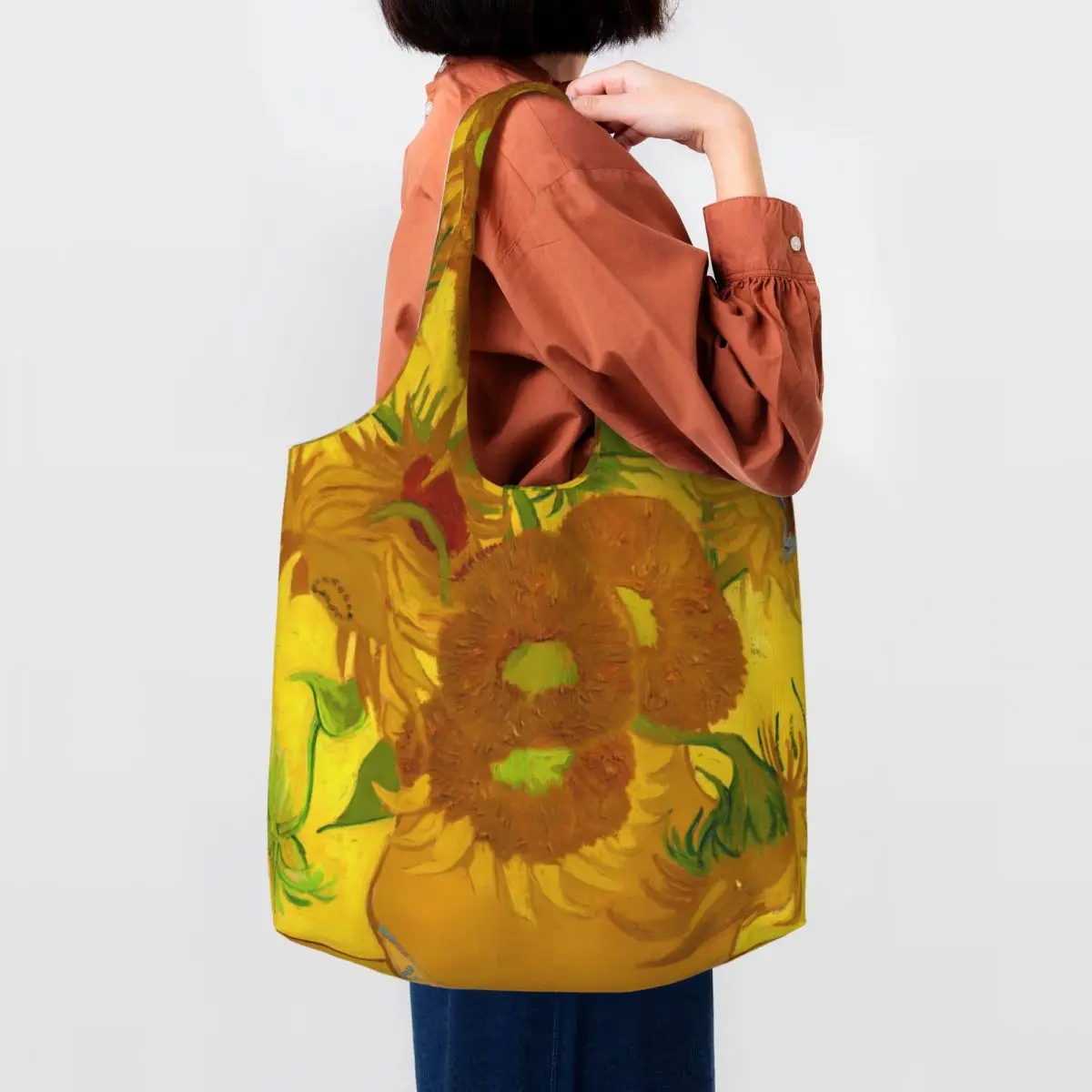 

Подсолнухи в вазе сумка для покупок Ван Гог школьные сумки для изобразительного искусства студенческий графический дизайн сумки для покупок элегантная тканевая сумка-тоут