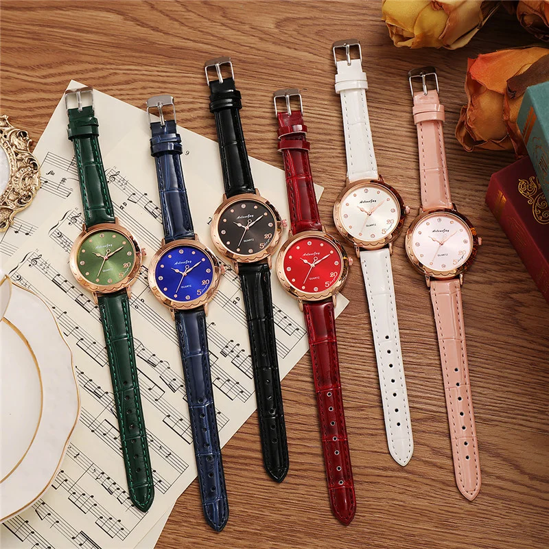 Часы наручные женские кварцевые с кожаным ремешком модные роскошные | Кварцевые