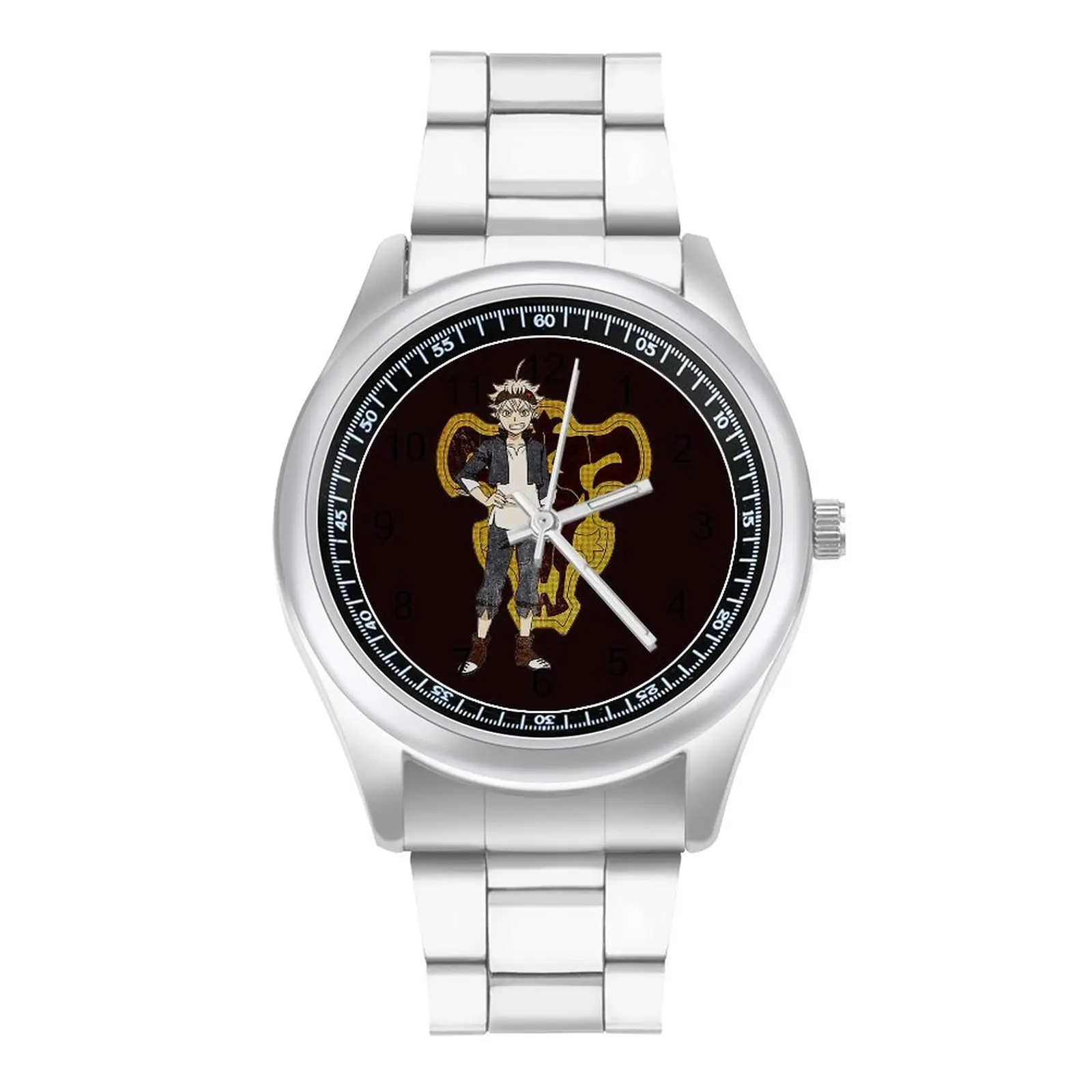 

ASTA Bull Quartz Watch Black Clover Analog Modern Wrist Watch Stainless Couple Business Design Wristwatch