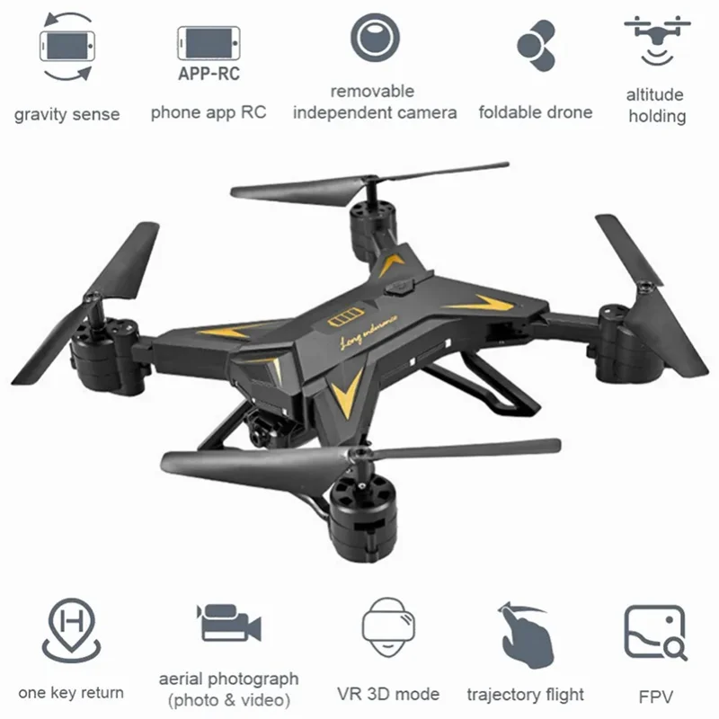 

KY601S Foldable HD 1080P WIFI FPV Selfie Drones Remote Helicopter RC Quadcopter Camera Drone 4 Channel Wide Angle Long Lasting