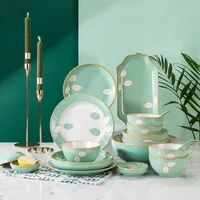green creative tableware household simple rice bowl