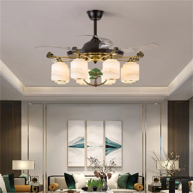 Современный Невидимый вентилятор AOSONG роскошный потолочный для гостиной