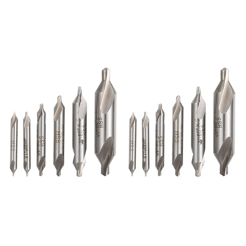 

12 PCS HSS Combined Center Drills Bit Set Countersink 60 Degree Angle 5/3/2.5/2/1.5/1 Mm