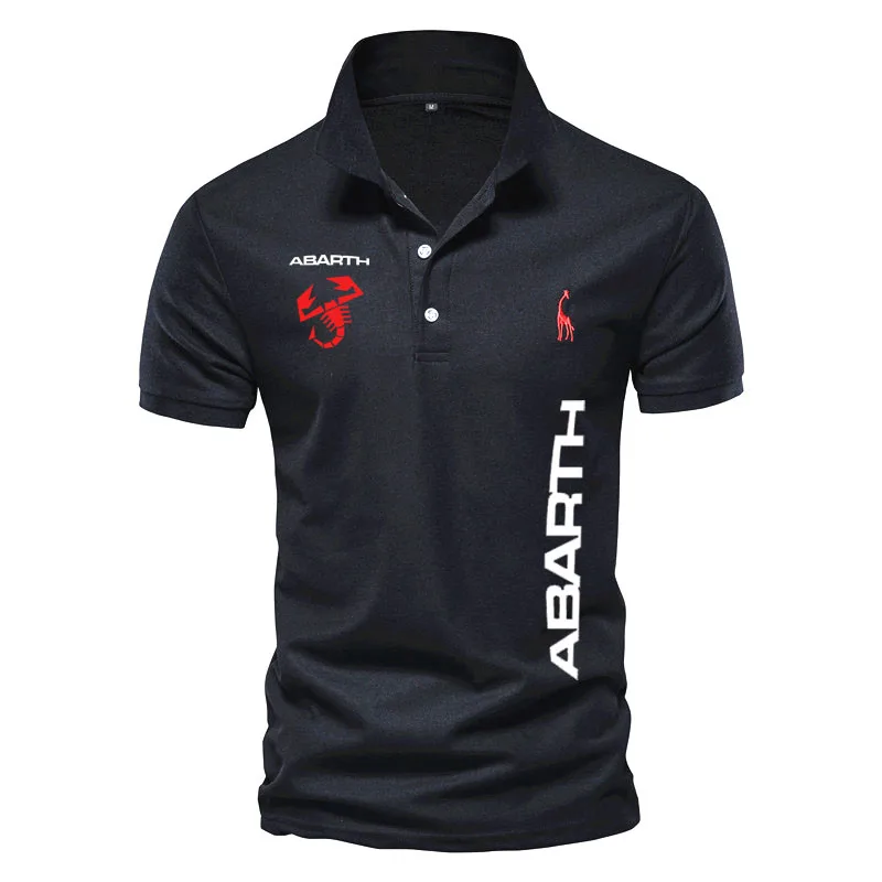 

Lapel 100% cotton men's polo shirt abarth logo print Summer Hot sale men's shirts Solid Color Animal Embroidery Men's T-Shirt