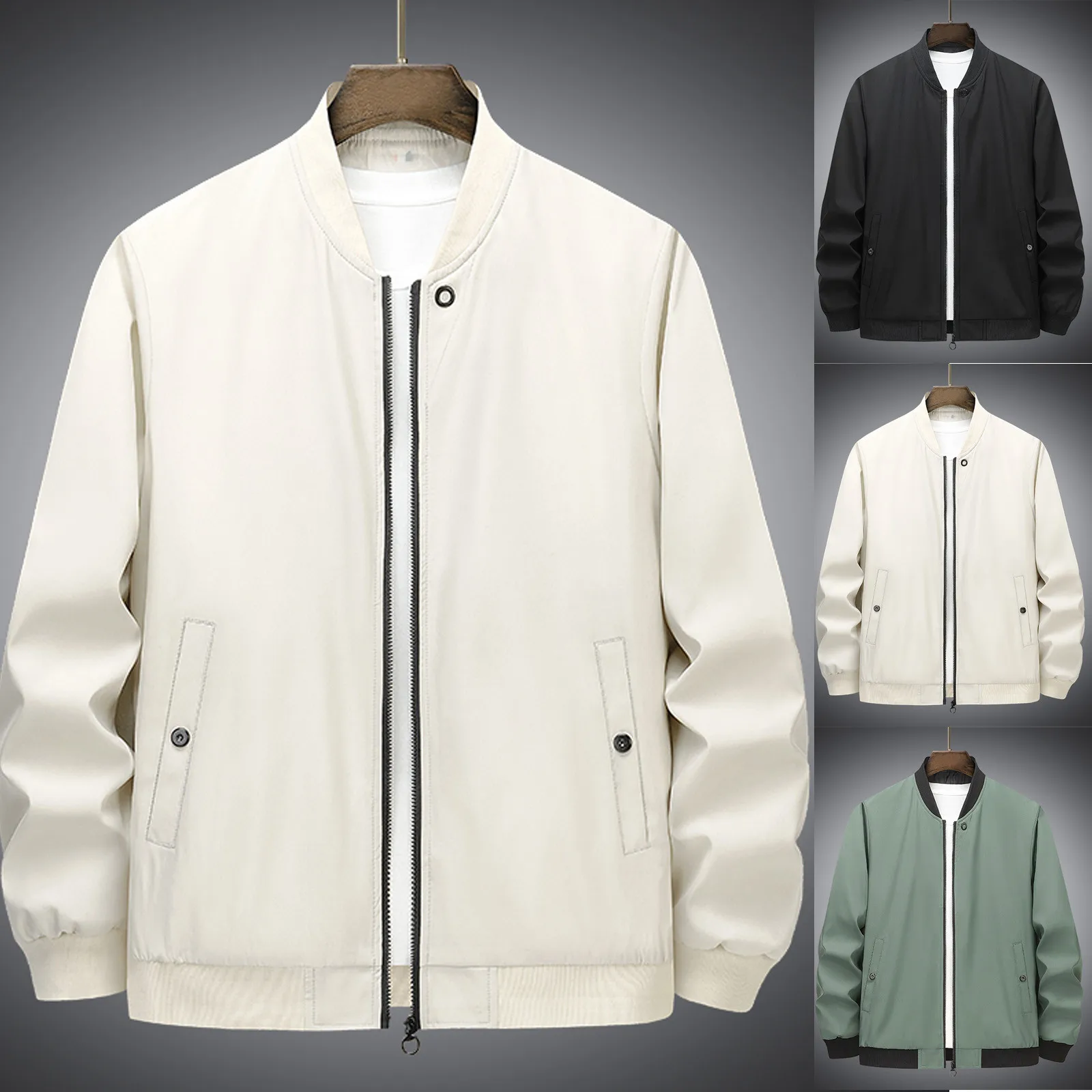 Мужская осенне-зимняя повседневная однотонная куртка простая свободная