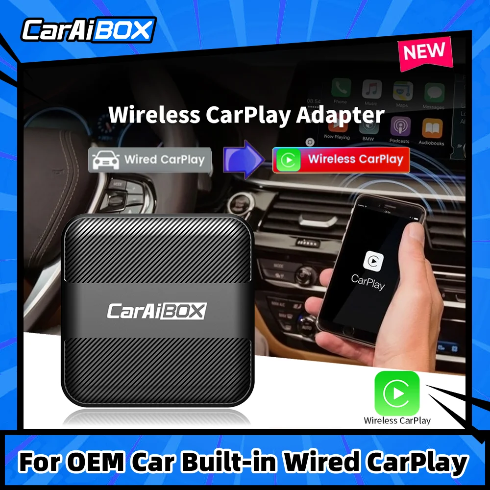 

CarAiBOX Original Wireless CarPlay Adapter Smart Multimedia Box BT 5.0 Plug and Play Mini Ai BOX for Cars with Wired CarPlay