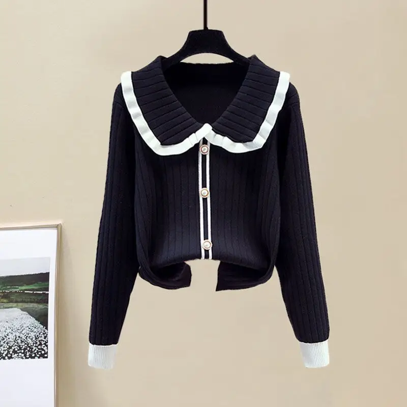 Женский комплект из двух предметов трикотажный свитер с высокой талией и