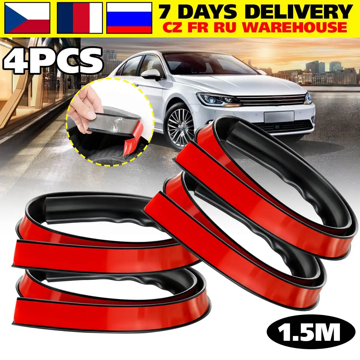 

2/4 шт., универсальные резиновые молдинги для автомобиля, 150x3,5 см