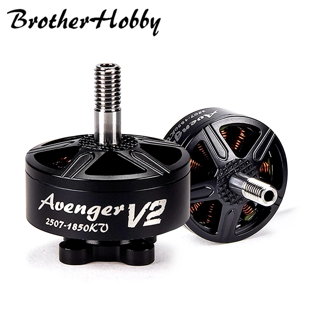 

BrotherHobby Avenger 2507 V2 1200KV/1500KV/1750KV/1850KV 4-6S Brushless Motor W/ 1.5mm Titanium Alloy hollow shaft for FPV Drone