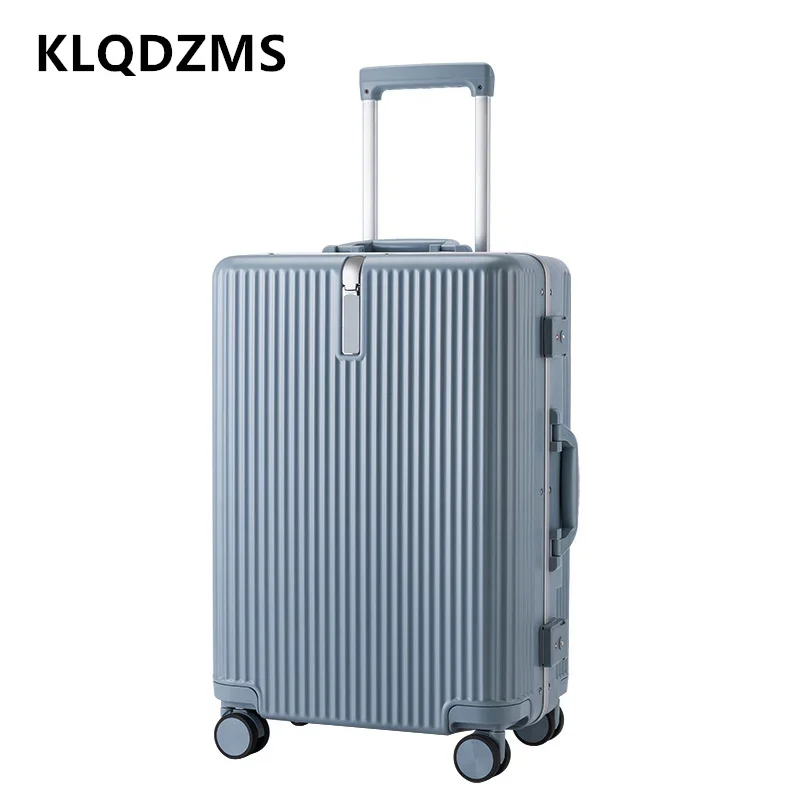 Чемодан KLQDZMS мужской чемодан на колесиках с алюминиевой рамой женский посадочный