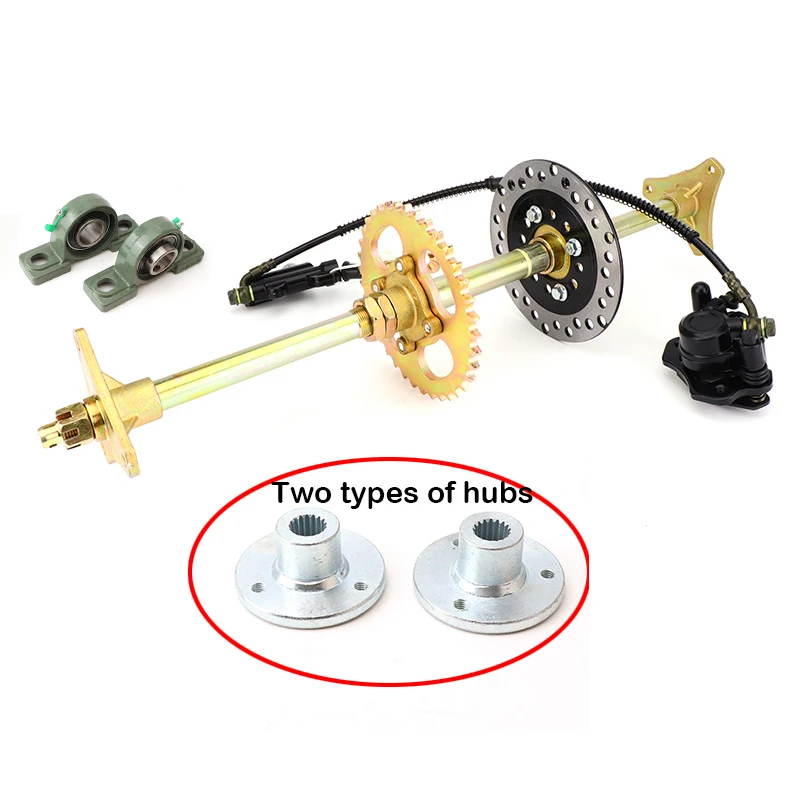 610mm Complete Rear Axle Assy M8*3 Stud Hub with Foot Lever Hydraulic Disc Brake kit for DIY ATV Quad Dirt Bike UTV Buggy Parts