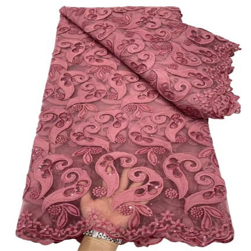 

2022 персиковый французский кружевной тюль ткань, Высококачественная африканская кружевная ткань, тяжелые блестки, нигерийские сетчатые кру...