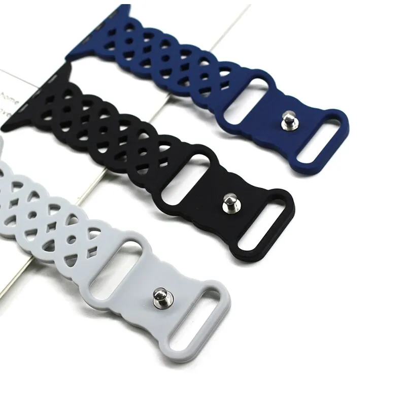 Силиконовый ремешок для Apple Watch 8 7 6 SE 5 4 3 Ультра однотонный дышащий браслет IWatch Band