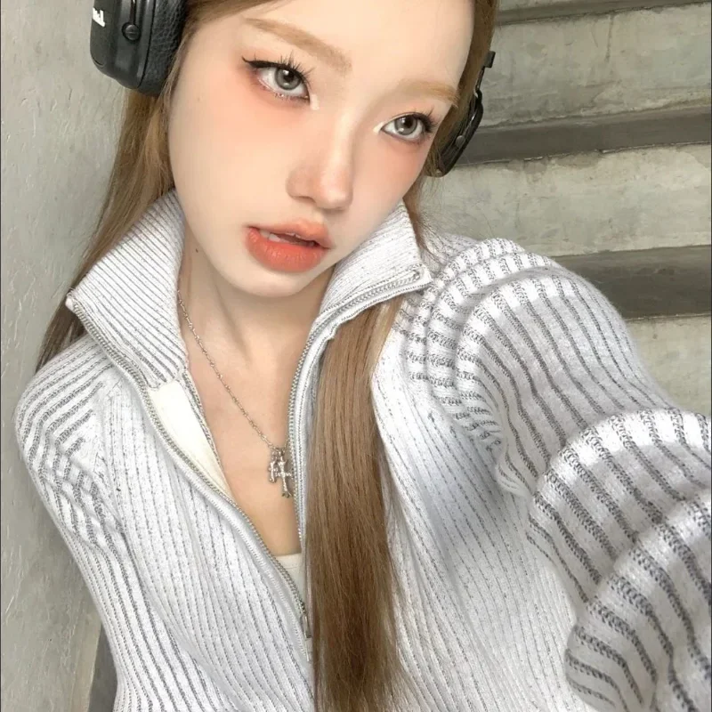 Hikigawa шикарный модный женский свитер в уличном стиле винтажный серый